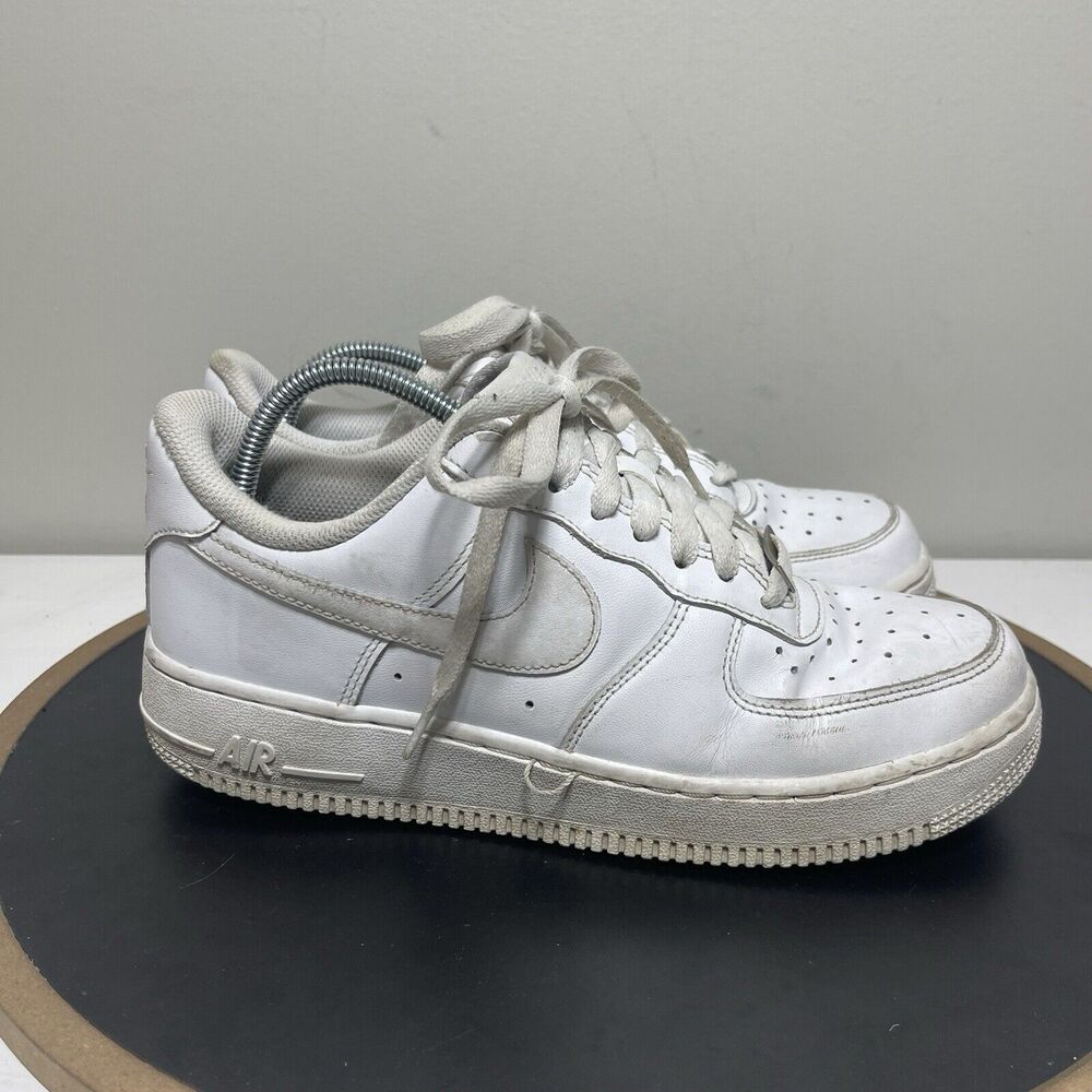 Nike Womens Lace Up Air Force 1 Low Top Sneakers All White Leather Size 8